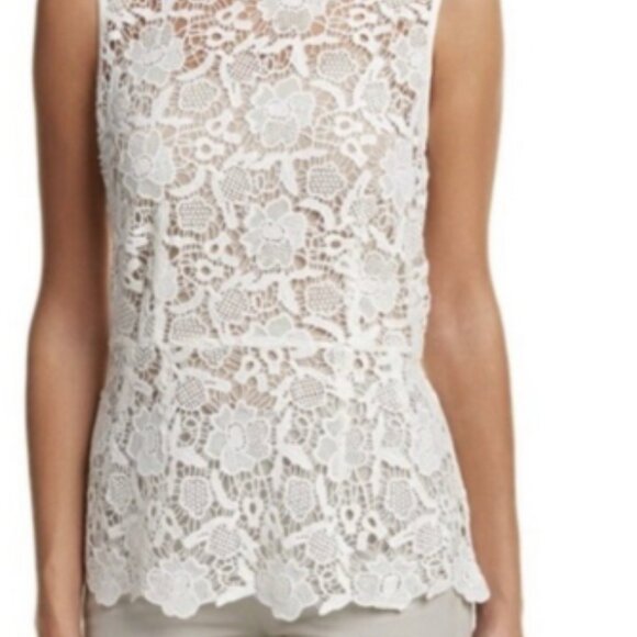 CAbi Tops - CAbi White Open Lace Sleeveless Peplum Top - Size - XS